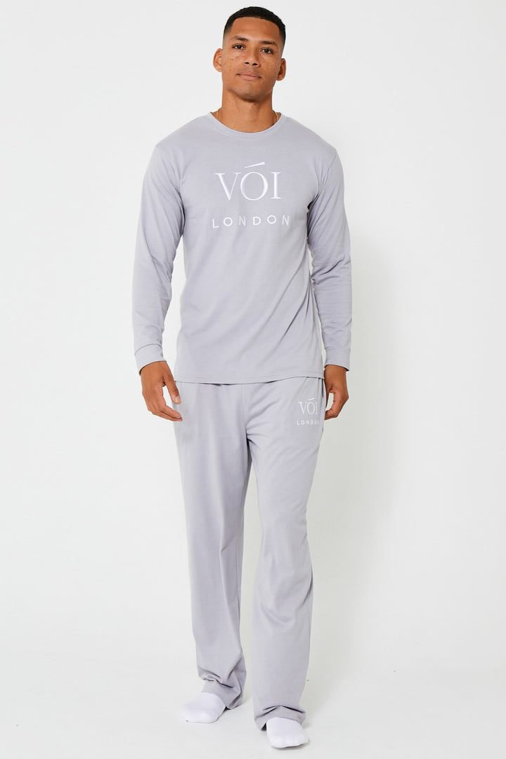 Fleece Dressing Gown & Cotton PJ Set Bundle - Grey/Grey