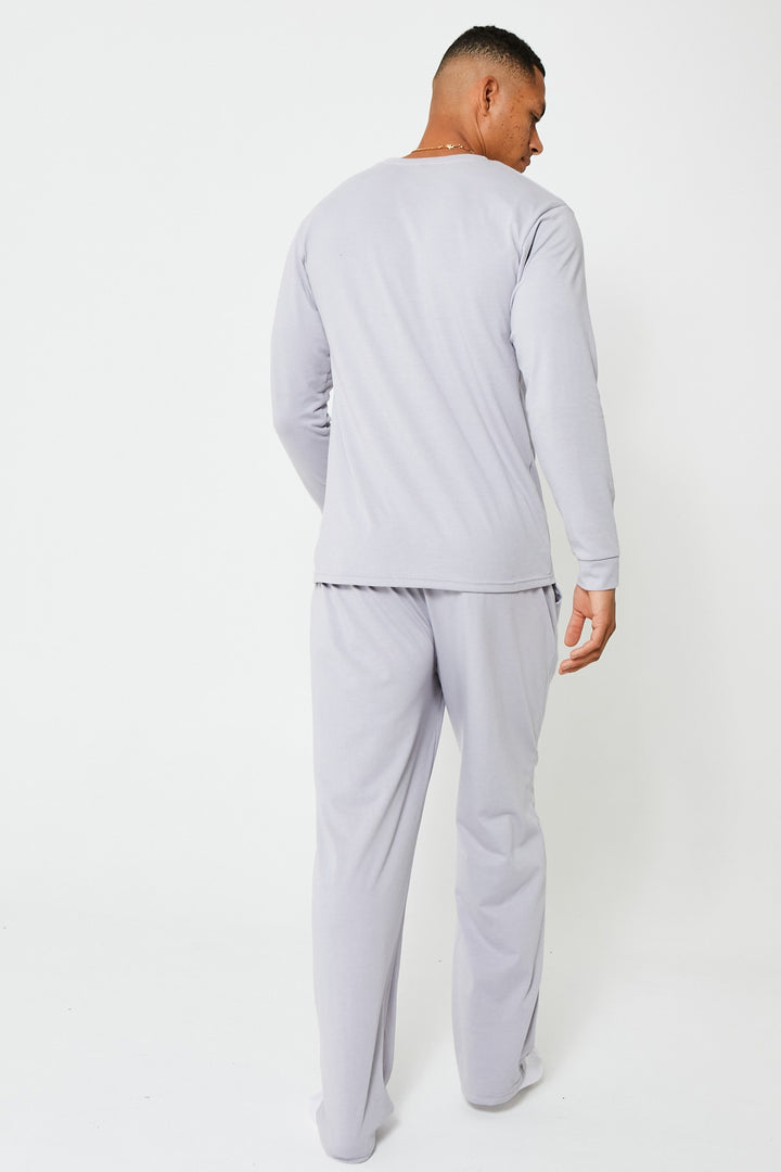 Fleece Dressing Gown & Cotton PJ Set Bundle - Grey/Grey