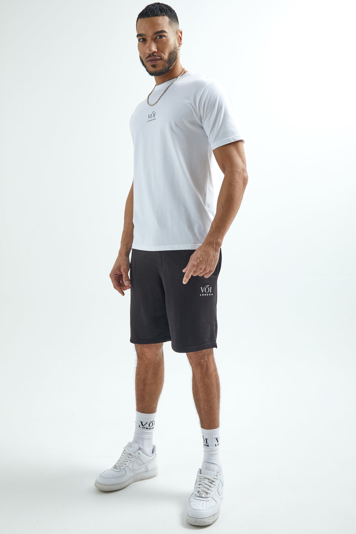 Broadwick T Shirt Shorts Set White Black