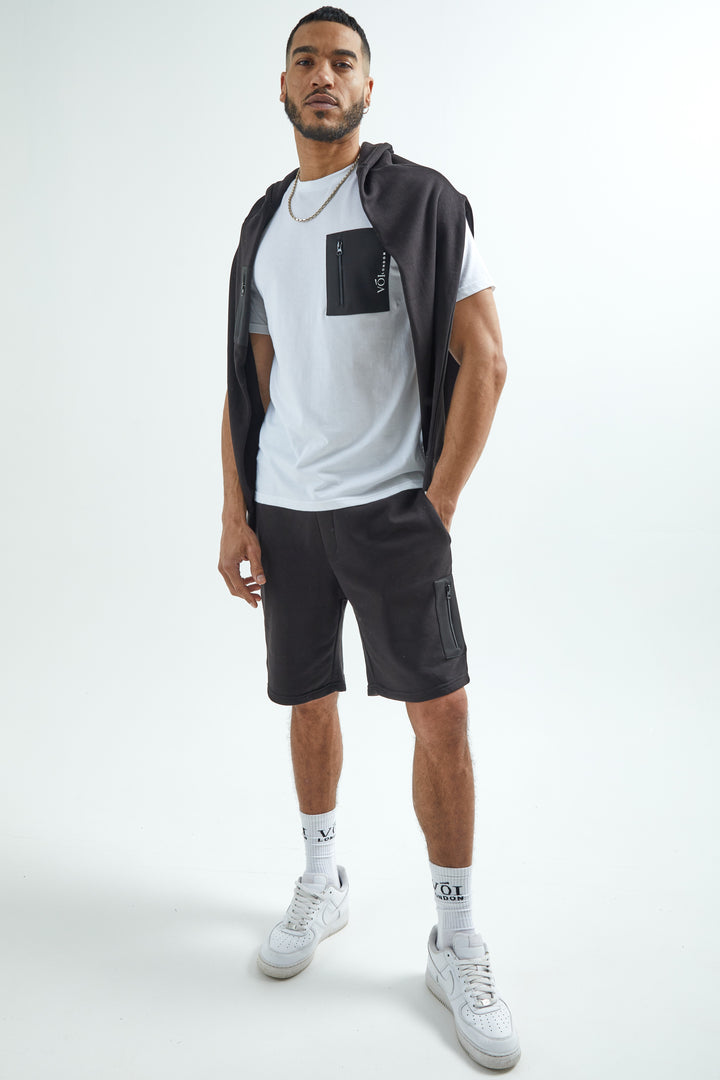 Lincolne Street Hoodie, T-Shirt & Shorts Set - White/Black