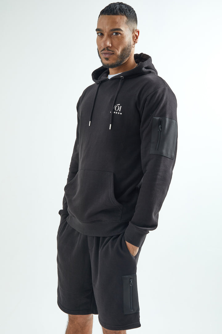 Lincolne Street Hoodie, T-Shirt & Shorts Set - White/Black