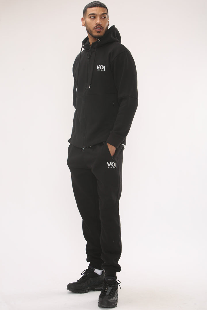 Arlo Zip Through Fleece Tracksuit - Black