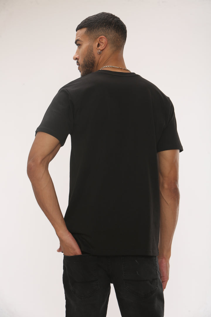 Capital Regular Fit Cotton T-Shirt - Black