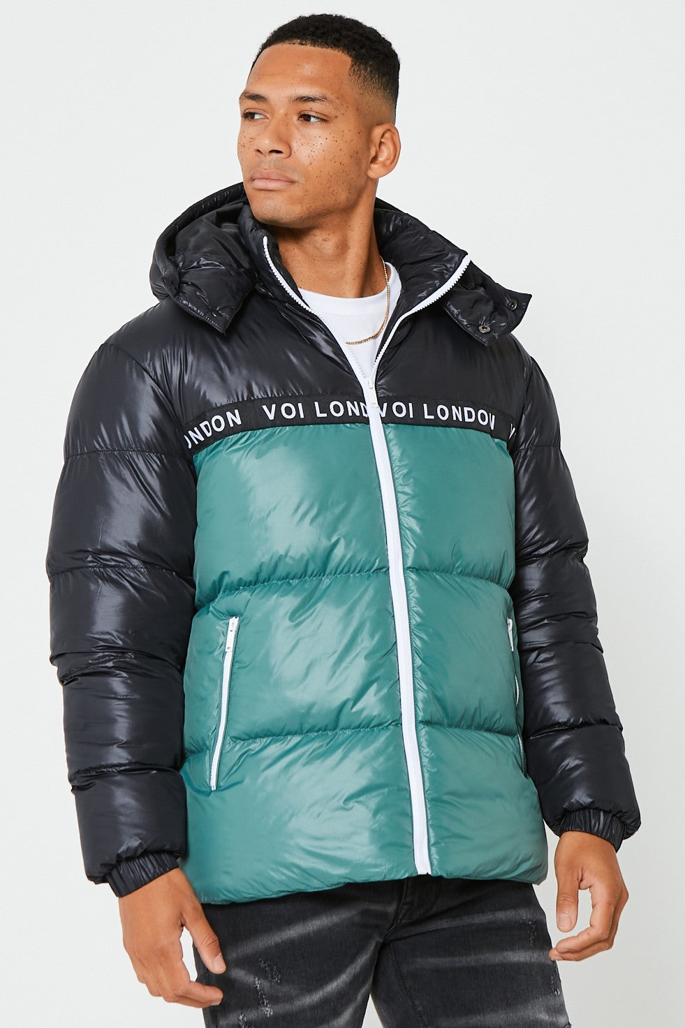 Walter Street Puffer Coat - Black/Green