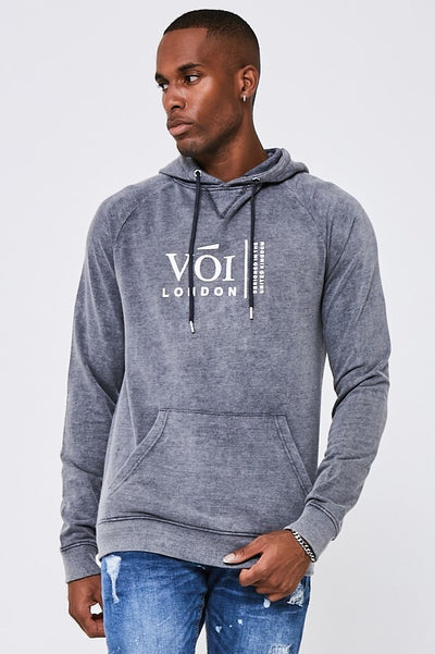 Queensway Acidwash Hoodie- Charcoal