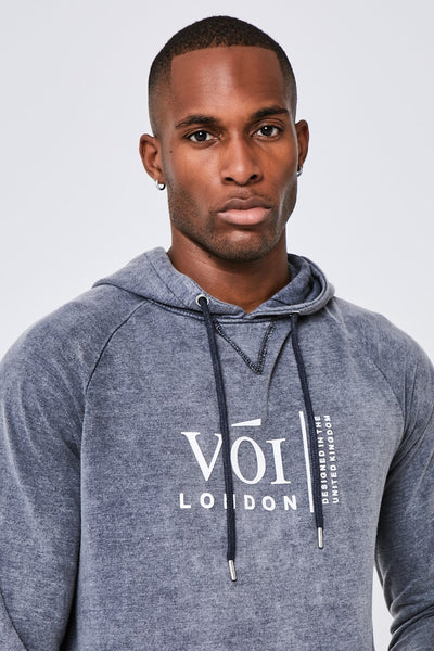Queensway Acidwash Hoodie- Charcoal