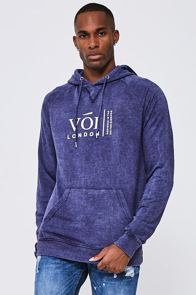 Queensway Acidwash Hoodie- Navy
