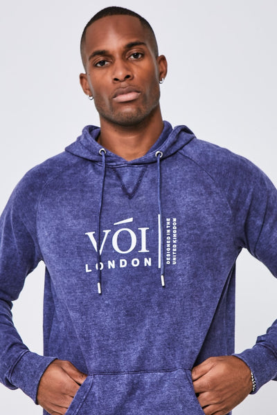 Queensway Acidwash Hoodie- Navy