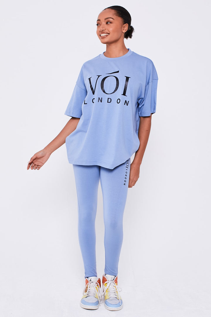 Colindale combi-set T-shirt en legging - staalblauw