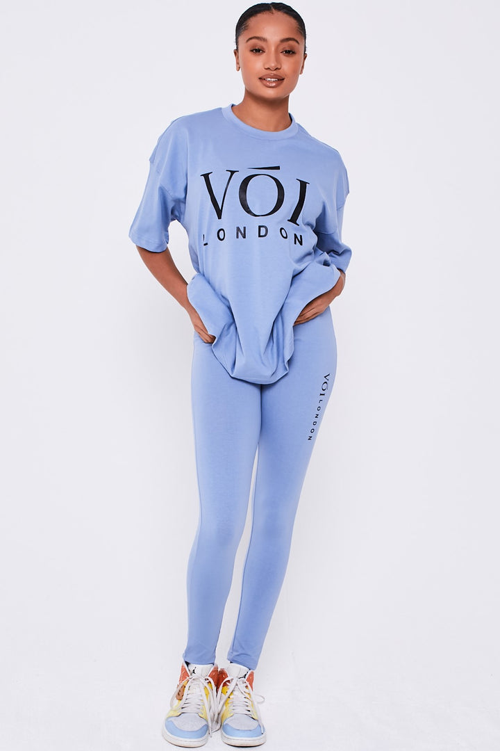 Colindale combi-set T-shirt en legging - staalblauw