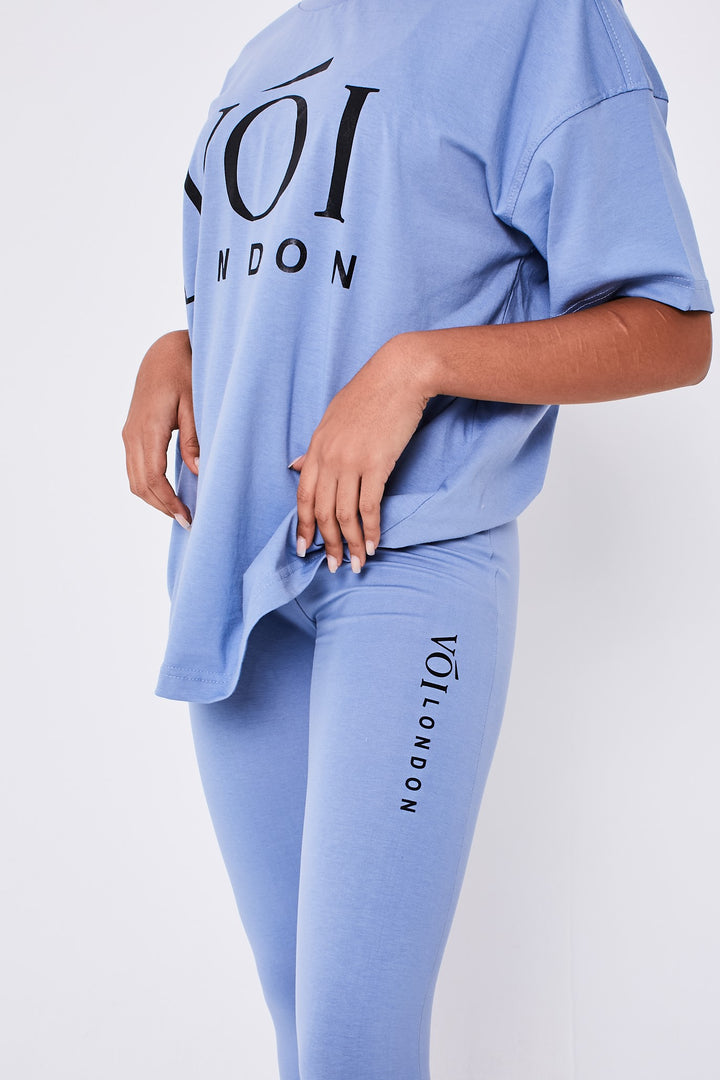 Colindale combi-set T-shirt en legging - staalblauw