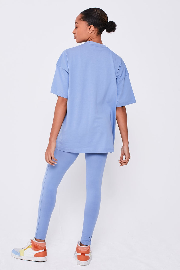 Colindale combi-set T-shirt en legging - staalblauw
