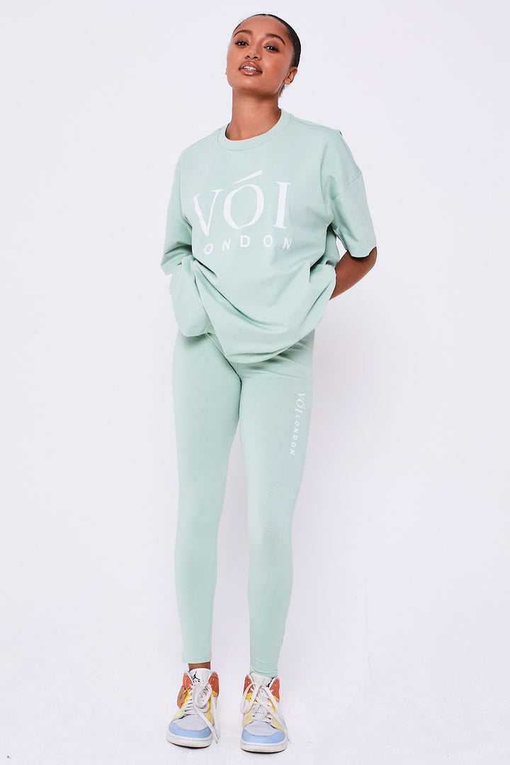 Colindale – T-Shirt und Leggings, Kombiteil – Schlitzgrün