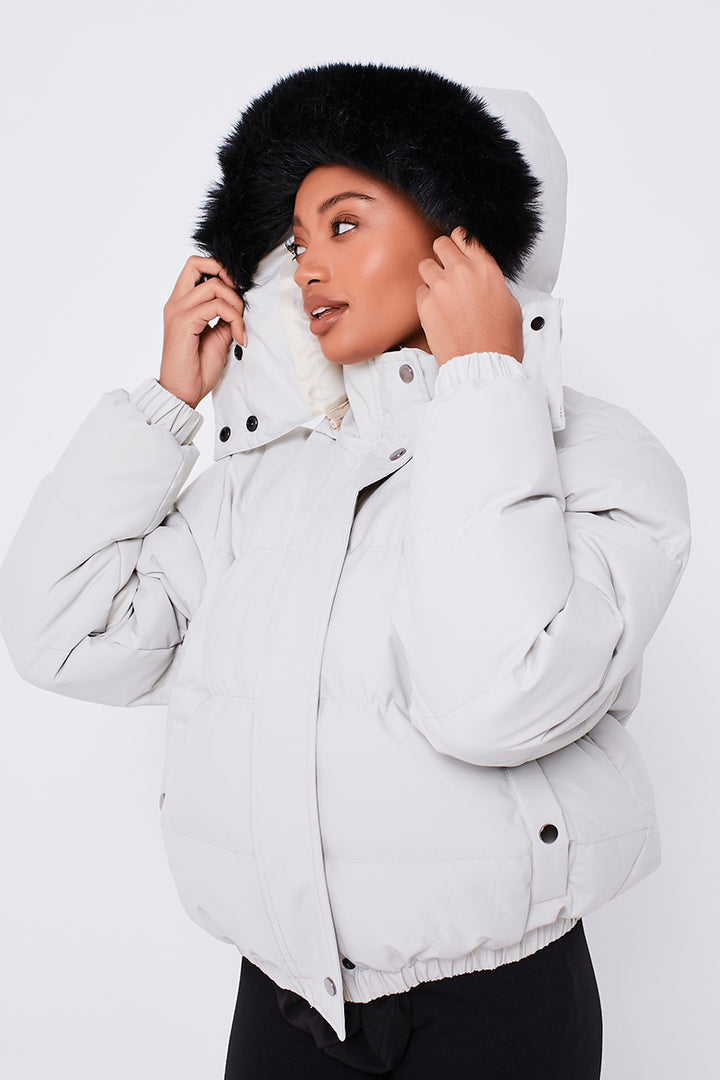 Victoria Cropped Puffer Jacket - Stone