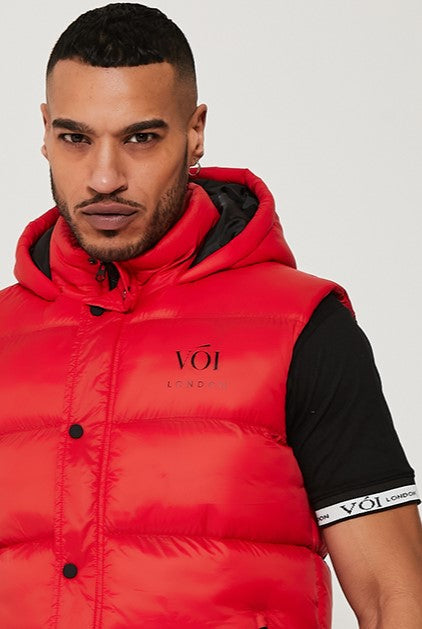 Chalton Hooded Gilet- Red