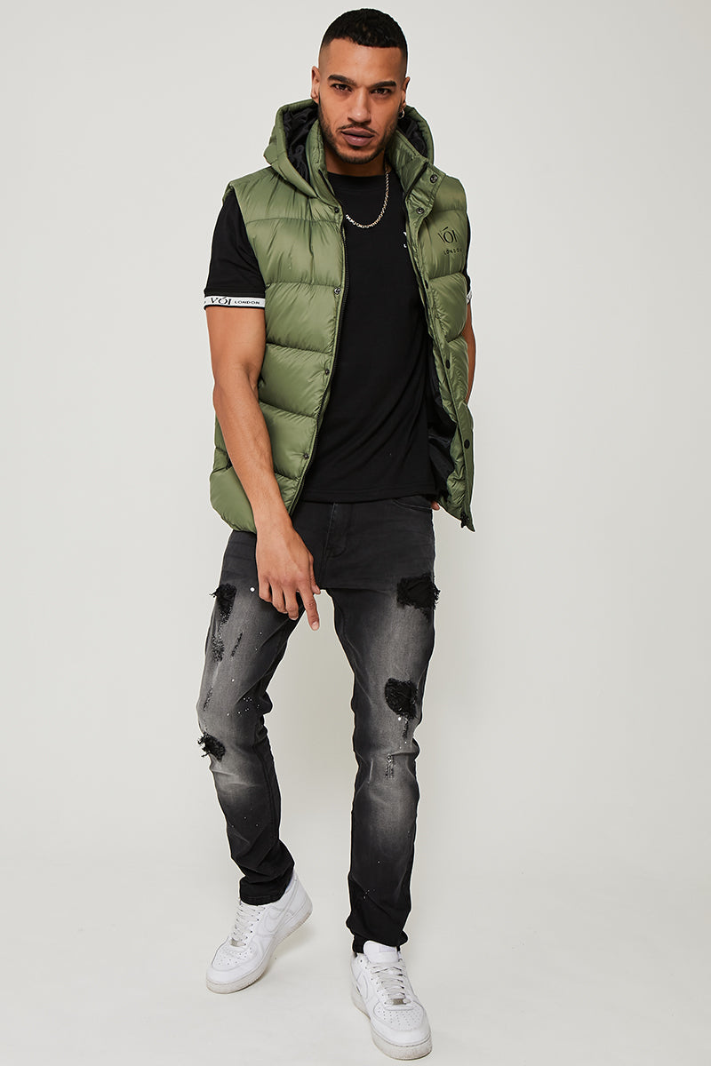 Chalton Hooded Gilet- Khaki