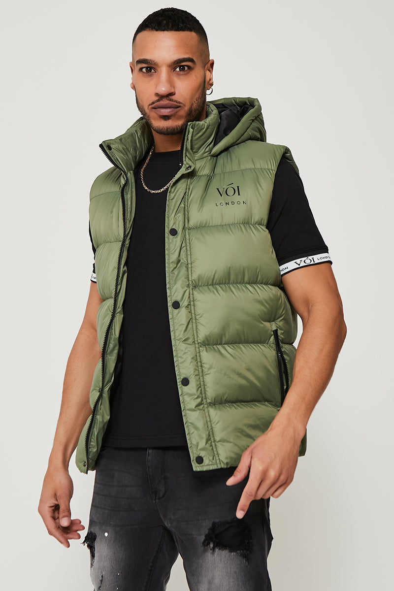 Chalton Hooded Gilet- Khaki