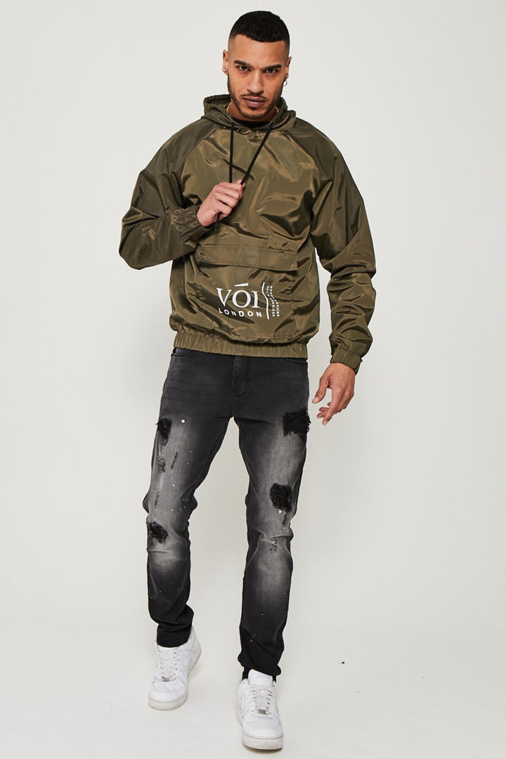Allenbury Pullover Windbreaker Jacket - Khaki