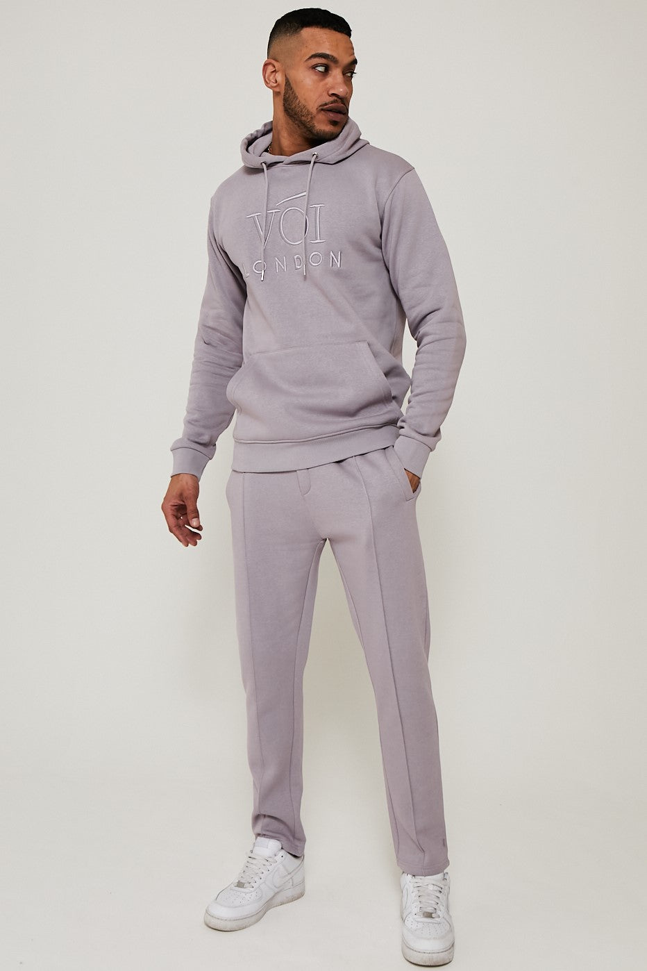 Holloway Road Over the Head Hoody Tracksuit- Heather Grey