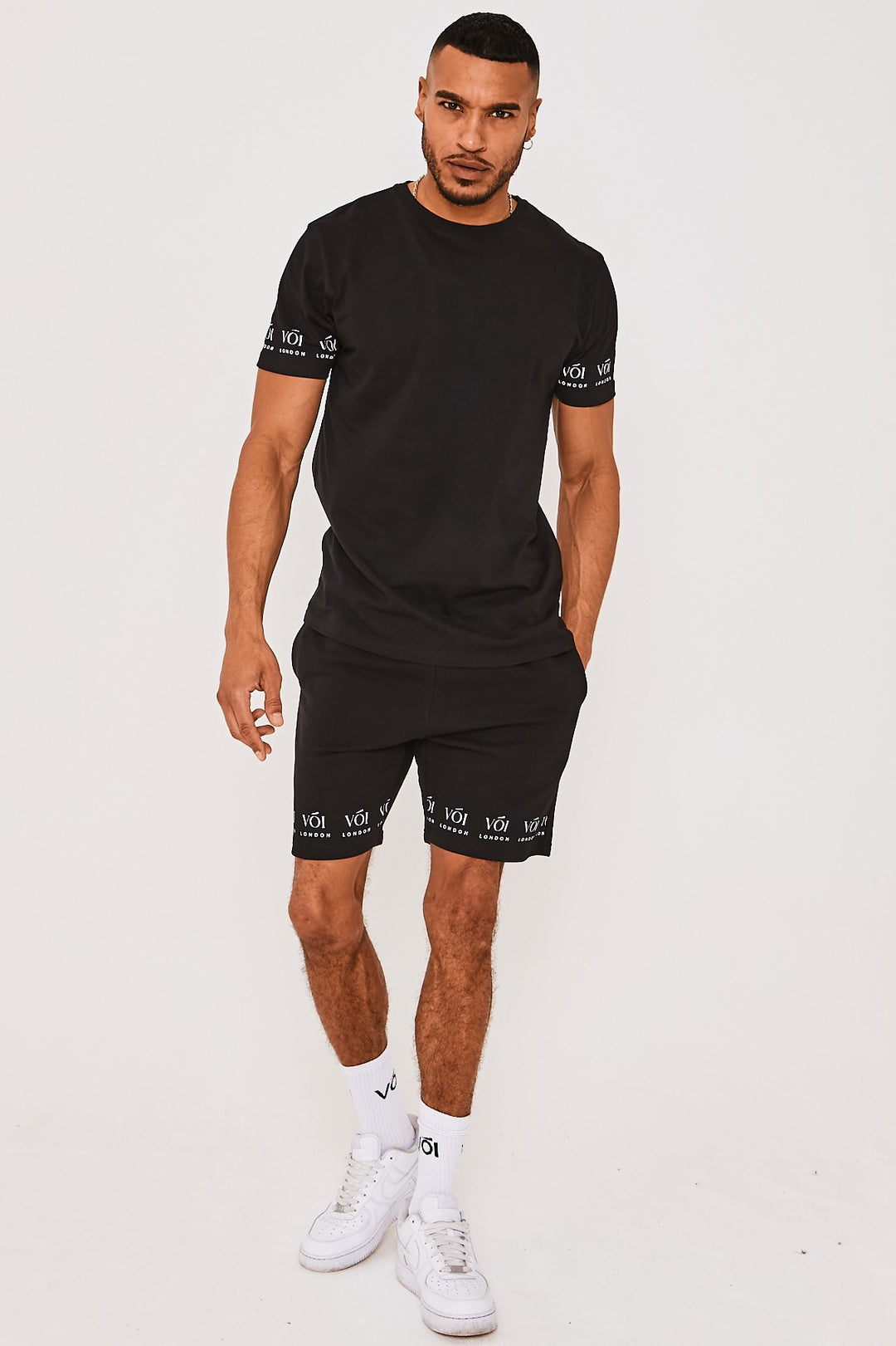 Swiss Cottage T-Shirt & Short Set - Black