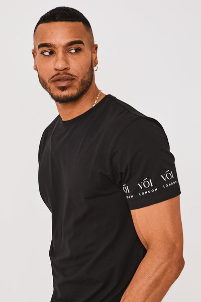Swiss Cottage T-Shirt & Short Set - Black