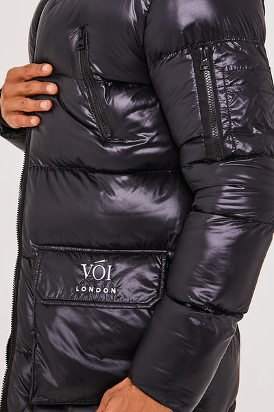 Alperton Long Line Hooded Jacket - Black