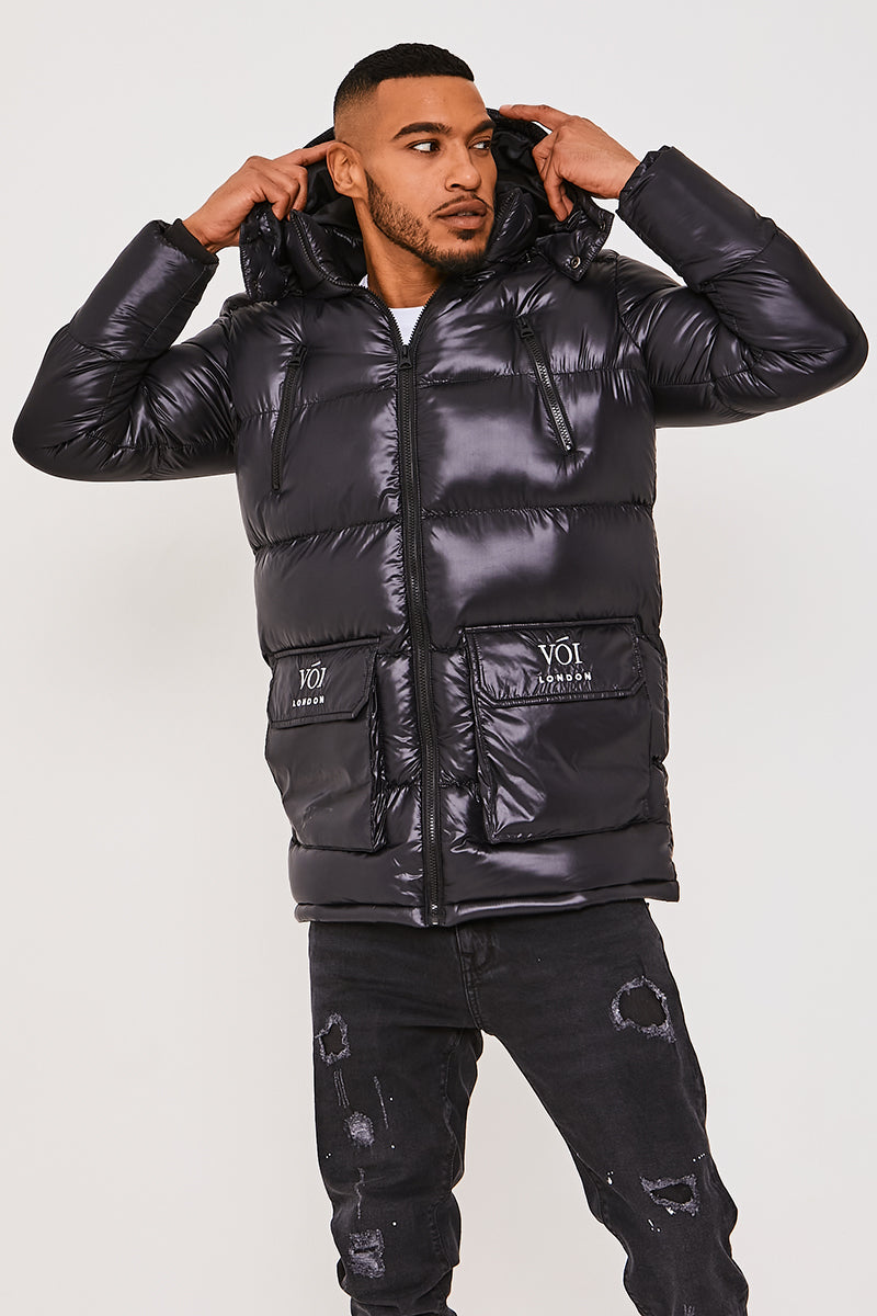 Alperton Long Line Hooded Jacket - Black