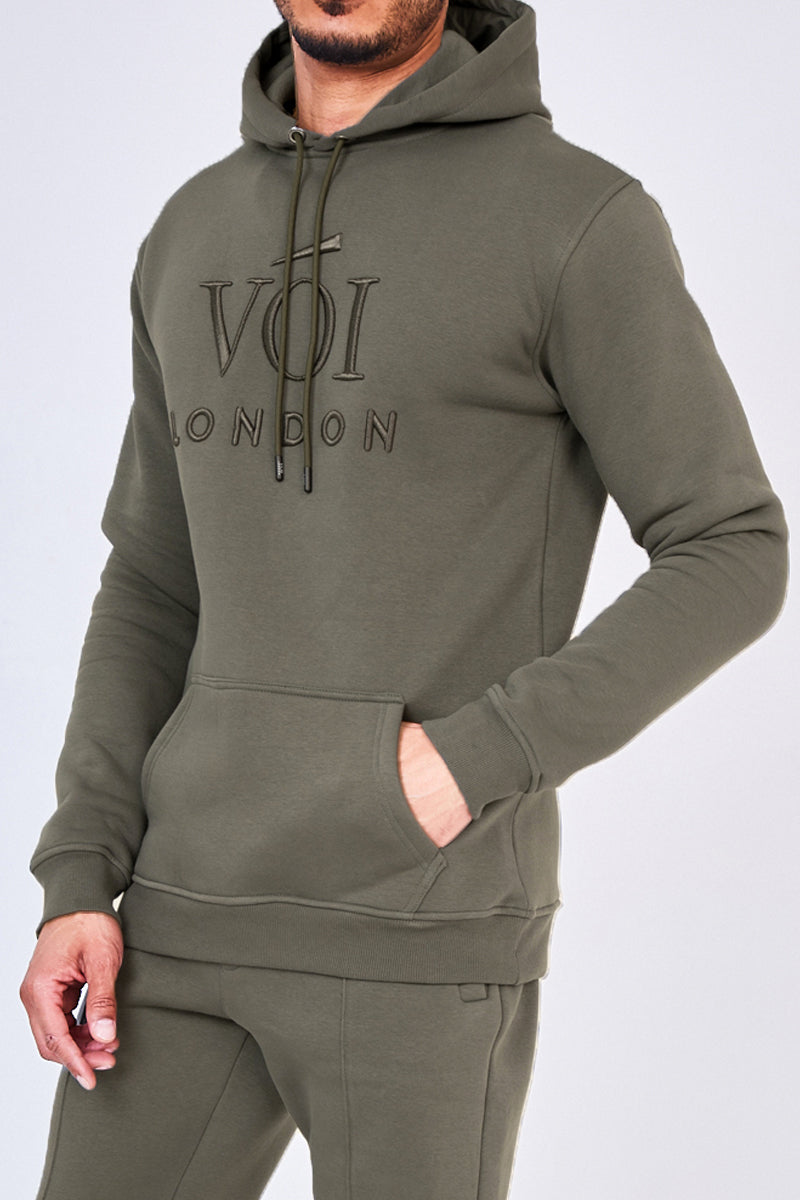 Holloway Road Over the Head Hoody Tracksuit- Khaki