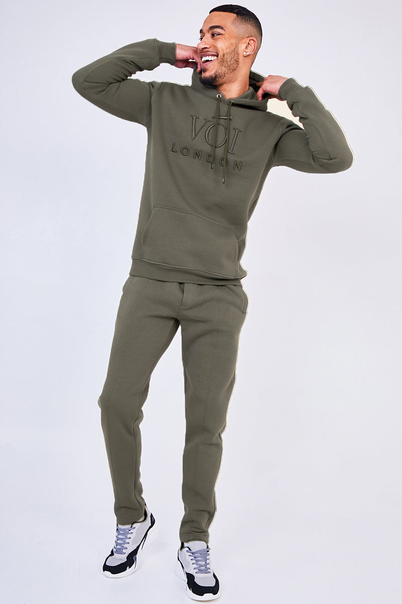 Holloway Road Over the Head Hoody Tracksuit- Khaki